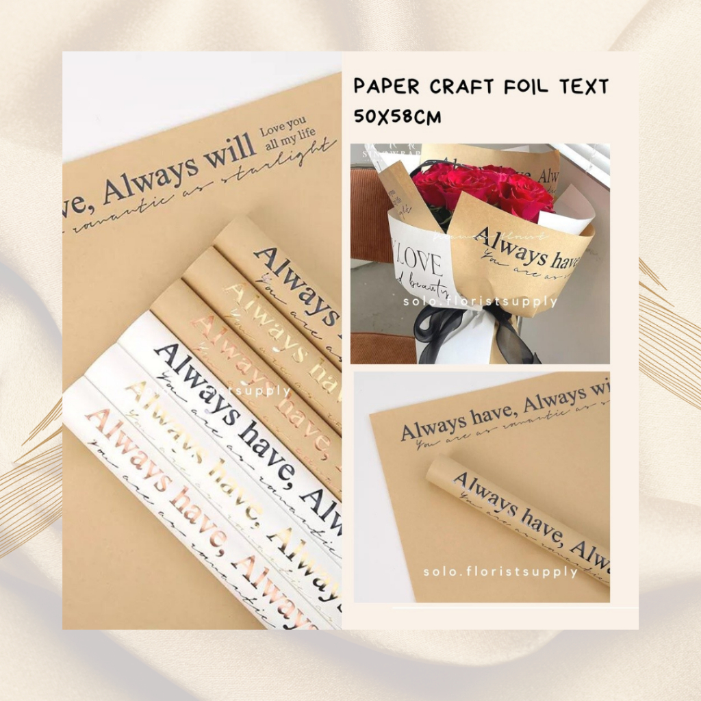 

CRAFT PAPER FOIL TEXT IMPORT VINTAGE CRAFT PAPER KERTAS BUKET PEMBUNGKUS BUNGA HAND BOUQUET KERTAS KRAFT COKLAT KADO KERTAS CRAFT GIFT WRAP CELLOPHANE KERTAS KADO FLOWER FLORIST SUPPLIER KERTAS