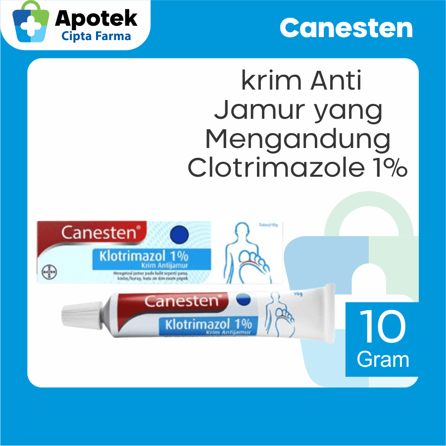 Canesten Cream Jamur 10 Gr Clotrimazole Obat Gatal Kulit Kurap Kutu Air dan Ruam Popok
