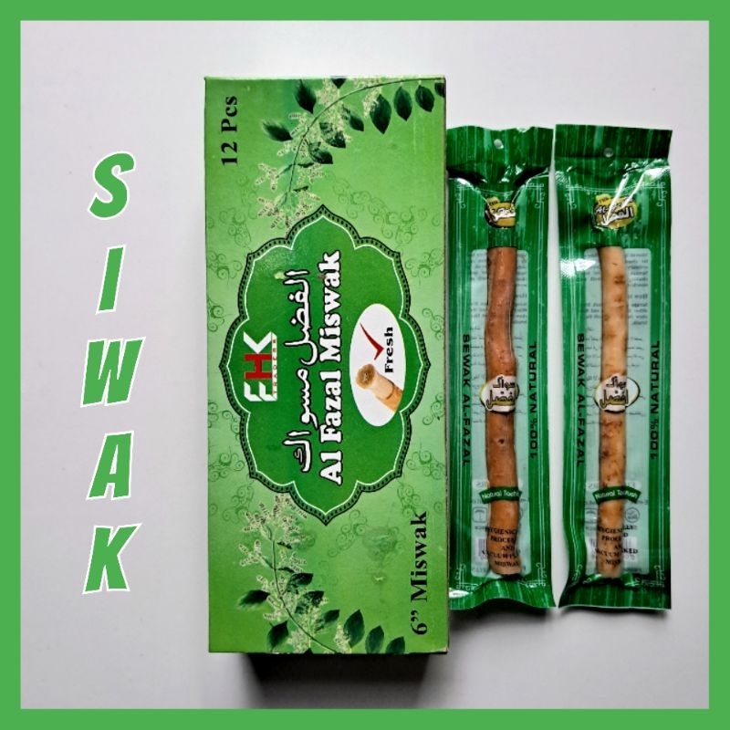 Siwak Al Fazal 1 box isi 12 pcs (1 Lusin) Sewak Al Fazal Miswak Al Fazal Susur Kayu Arok Kayu Arak K