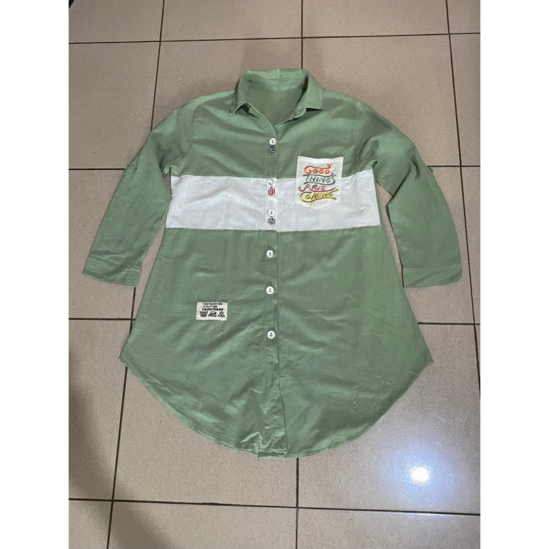 preloved tunik sage green