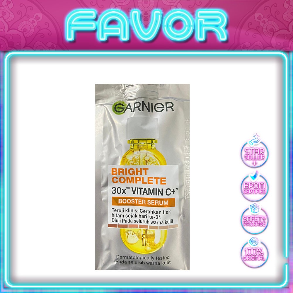 Garnier Bright Complete Vitamin C 30x Booster Serum Skin Care - Sachet (Cepat Cerahkan Noda Hitam & 