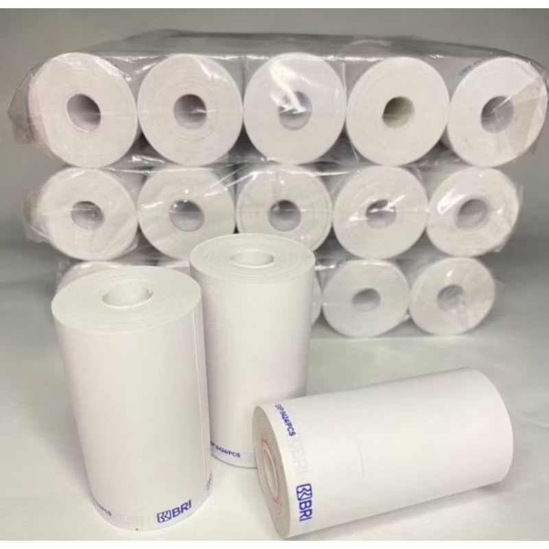 

Kertas kasir thermal logo bank BRI 58/57x30mm full coreles paket 10 pcs