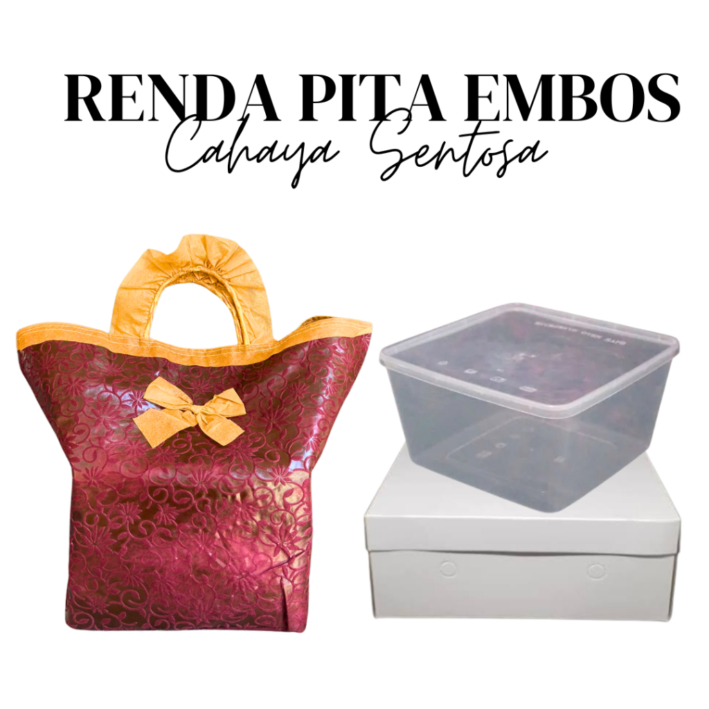 

(12 pcs) Tas Hajatan Dus Nasi 22 x 22 Renda Embos Kombinasi - Spunbond