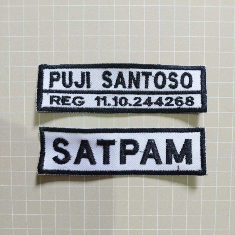 BORDIRDEWE - Bordir nama + satpam untuk seragam PDL security (tidak timbul)