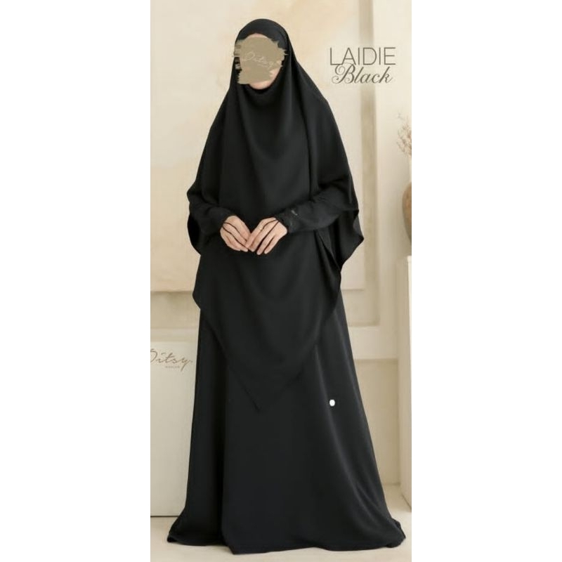 ditsy moslem Januari laidie black size S ( GAMIS SAJA)
