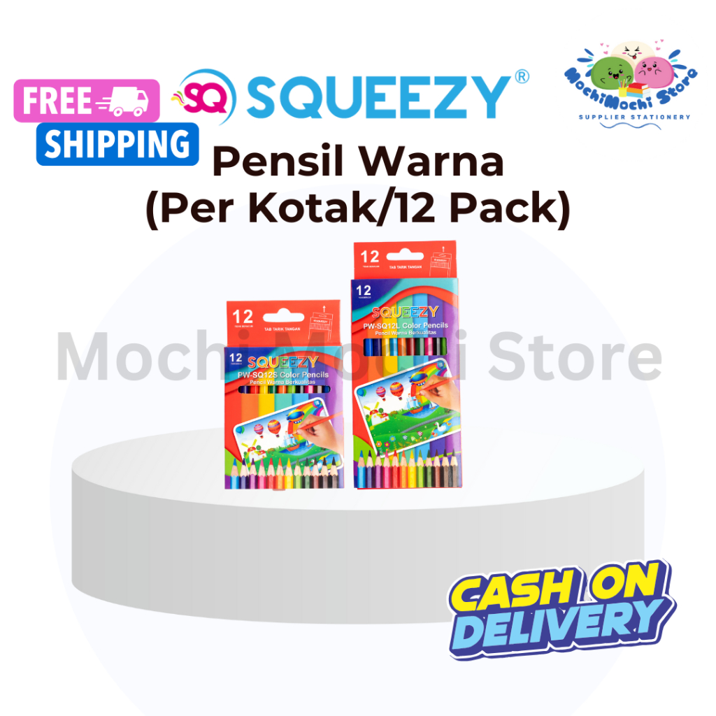 

Per Kotak/12 Pack Pensil Warna Squeezy | Colour Pencil | Pensil Warna Murah | Coloring Pencil | Pensil Warna Pendek PW-SQ12S | Pensil Warna Panjang 12 PW-SQ12L