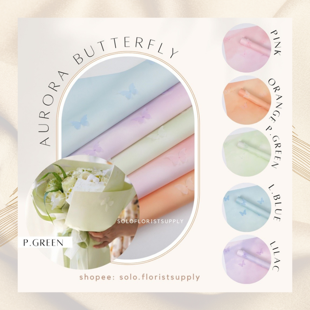 

FLOWER WRAPPING AURORA BUTTERFLY KERTAS BUKET MOTIF KUPU 3D CUTE Flower butterfly / gauze paper / paper rose flower wrapping / paper bouquet wrapping flower / Kertas Bunga (1lembar) CELLOPHANE PAPER BUKET BUNGA KERING DRIED FLOWER BUNGA SABUN CRAFT PAPER