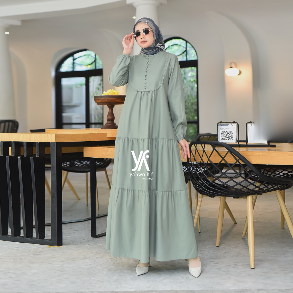 Yahwo Hijab Fashion-Gamis Lebaran Terbaru-Maxi Dress Kancing.Terlaris-Gamis Susun-Busui-Gamis Toyobo