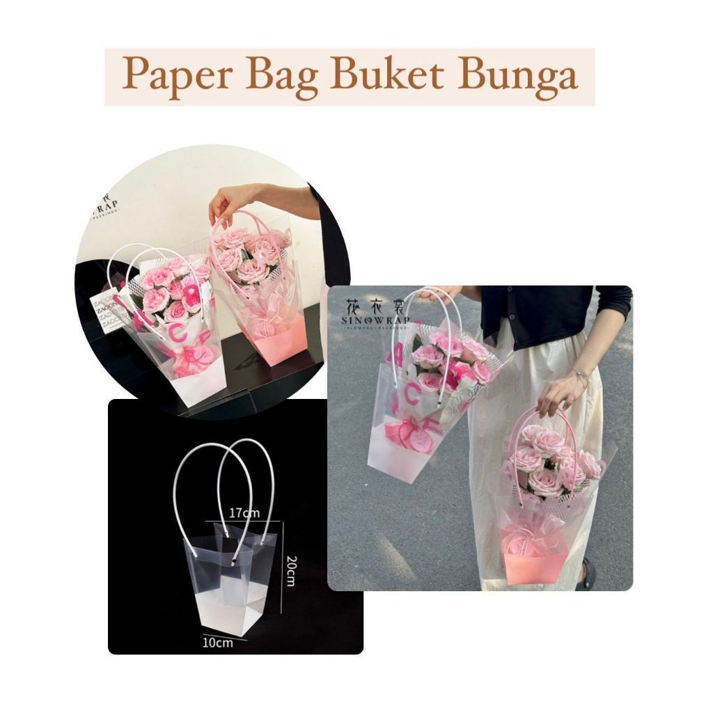 

( K 50) - Kantong Mika Plastik Paper Bag Buket Bunga Plastik Bouquet Bahan Plastik Mika Ukuran S