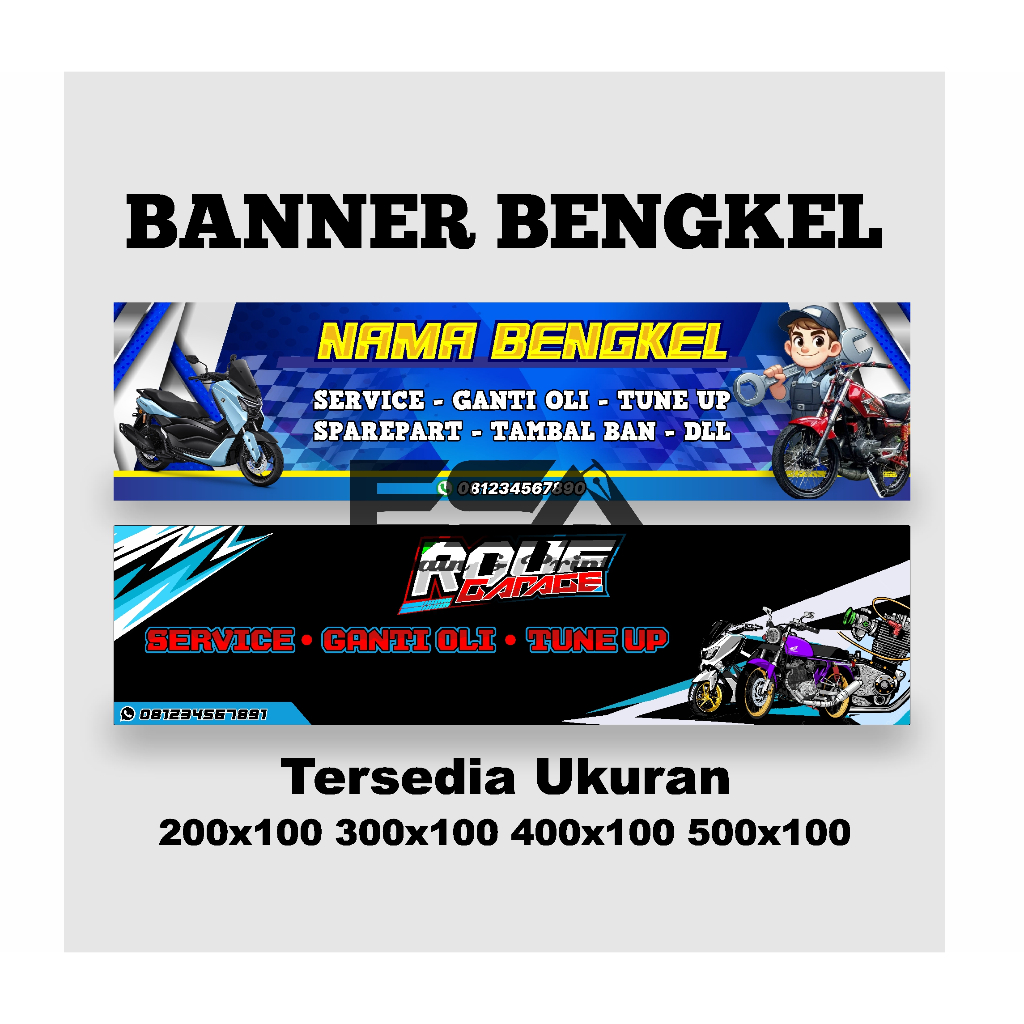 (FREE DESAIN) SPANDUK/BANNER BENGKEL MOTOR CUSTOM