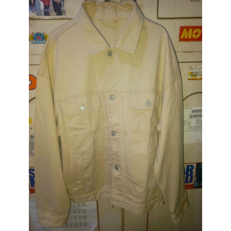 Jaket jeans second SPAO cream cuttingan Jepang