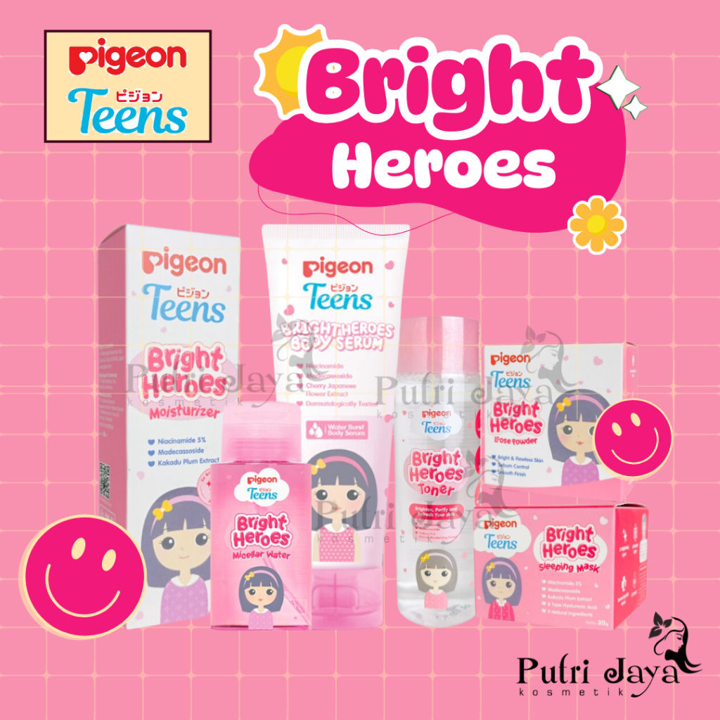 PIGEON Teens BRIGHT HEROES | Foam / Moisturizer / Toner / Sleeping Mask/ Serum/ Body Serum/ Bedak