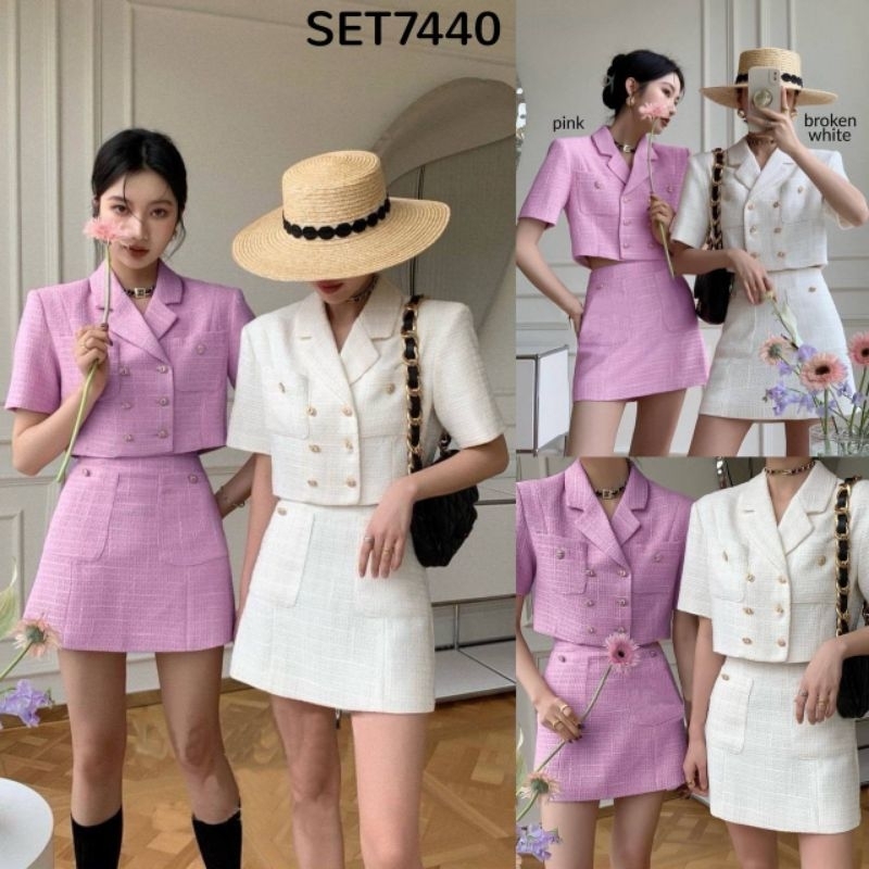 Blossom Tweed Set Crop Blazer n Skirt
