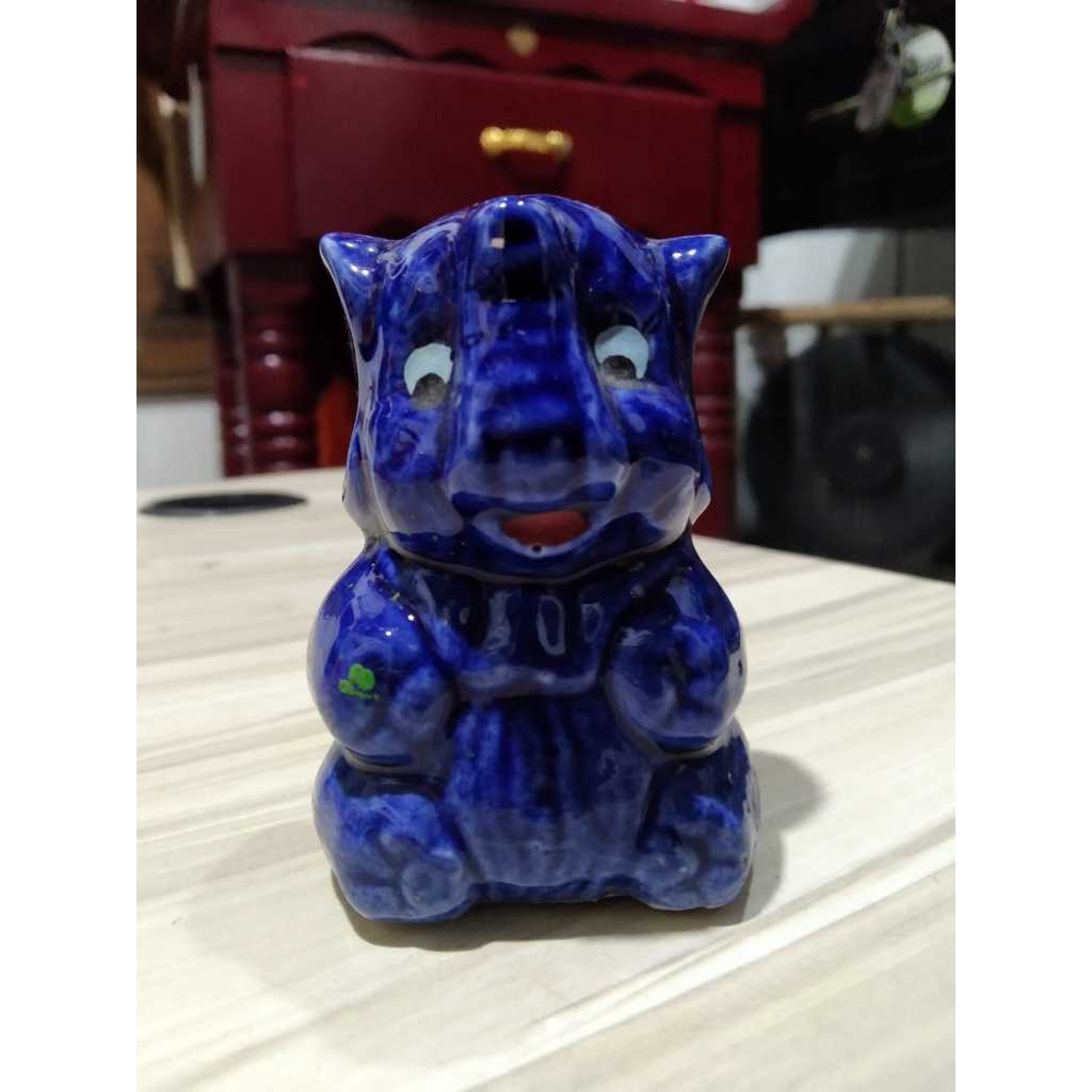 Patung Keramik Gajah Biru Kuno Jadul Antik