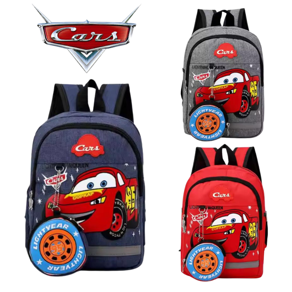 FDG_PROMO 2025 - TAS SEKOLAH TK-SD ANAK COWOK CEWEK TAS RANSEL MOTIF CARS MOBIL [MUAT LKS]