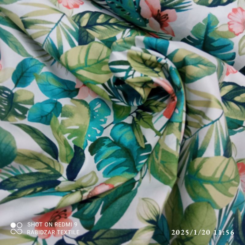 Rabidzar Textile Kain Motif Daun Bunga popline katun premium garment