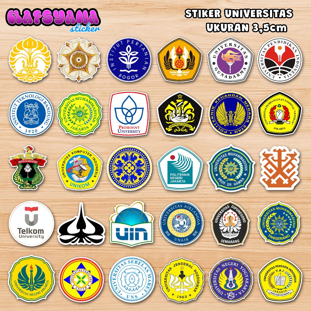 

Stiker universitas stiker kampus UI UNJ ITB IPB UGM UNDIP UNPAD ukuran 3,5cm stiker laptop stiker buku binder stiker hp