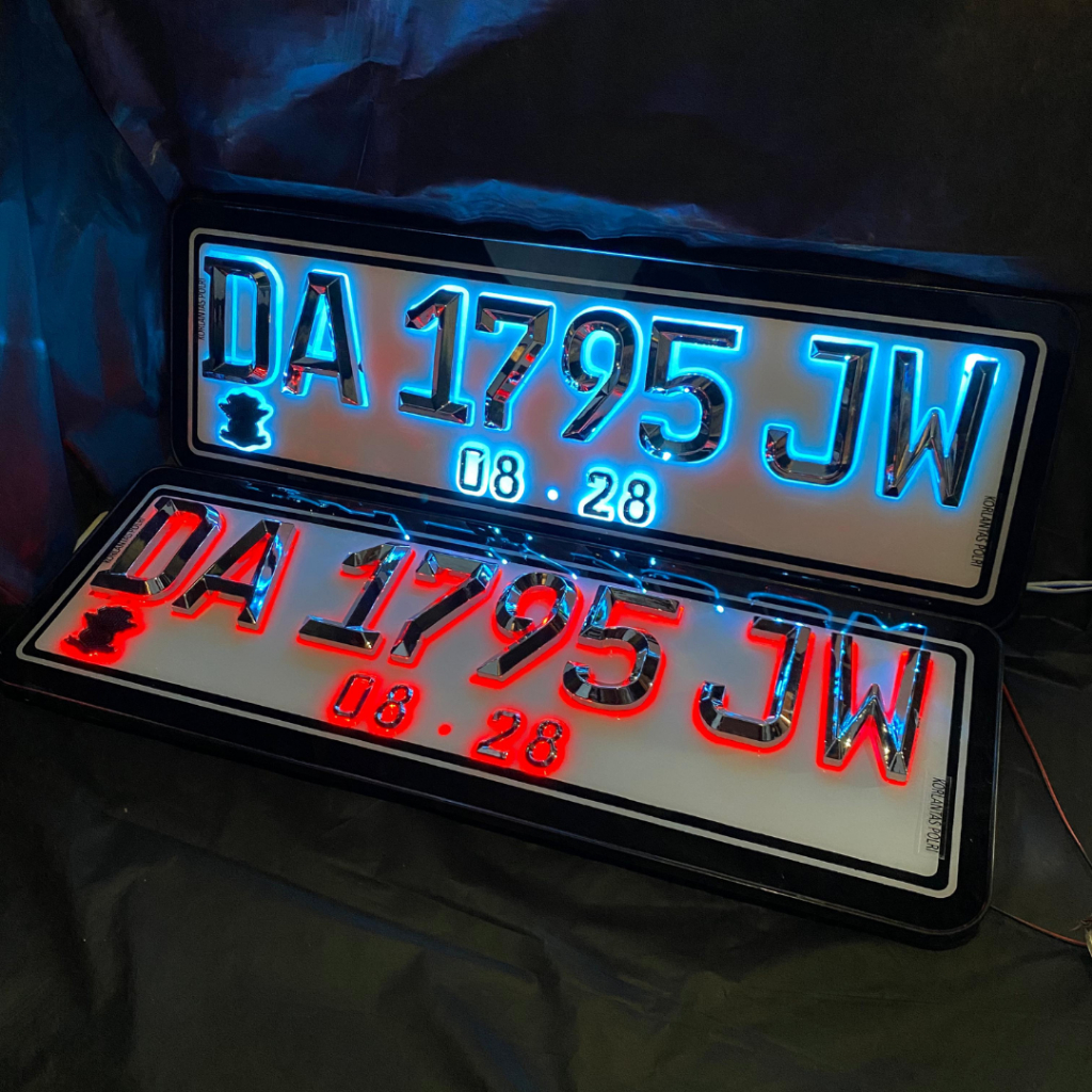 Plat Nomor Mobil LED Huruf Timbul Mewah Chrome Metalik