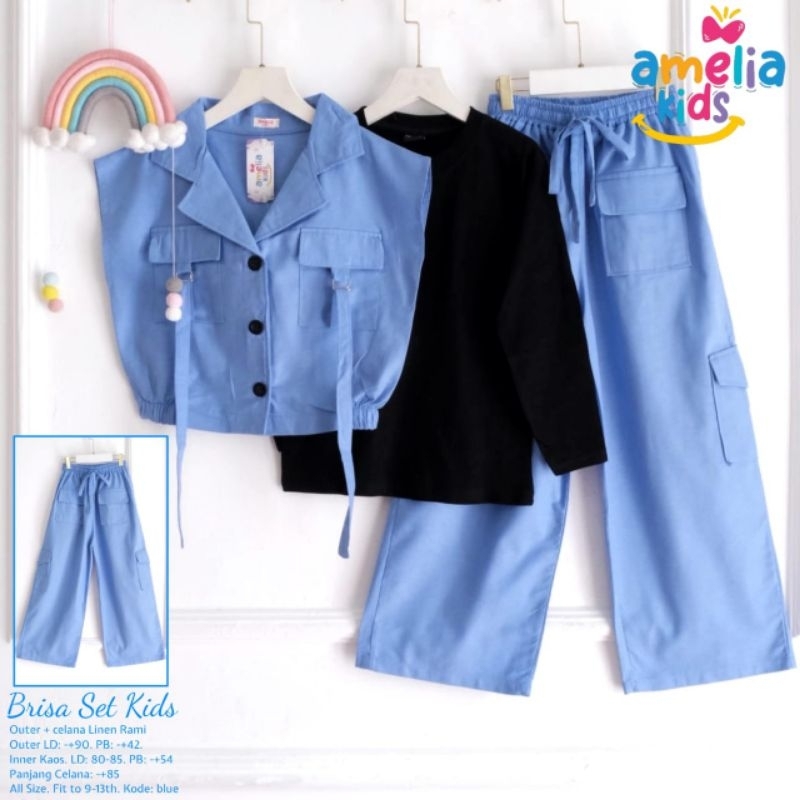 [ AMELIA KIDS ] FUKA + BRISA + CARGO 3IN1 Setelan Rok Anak Perempuan - Remaja Free Outer Premium