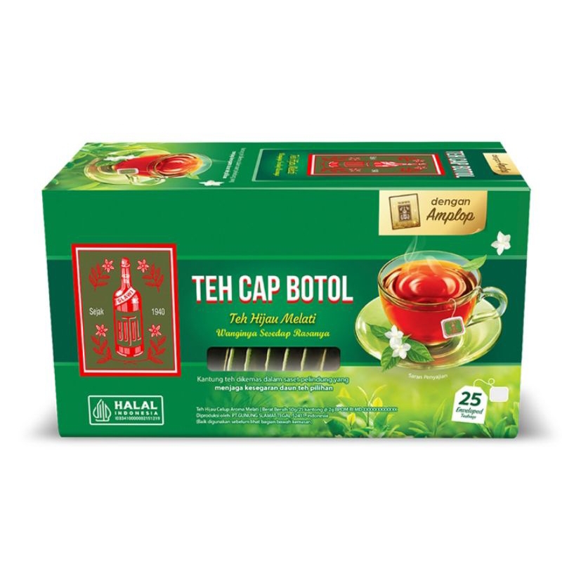 

teh cap botol teh hijau celup 25 pcs