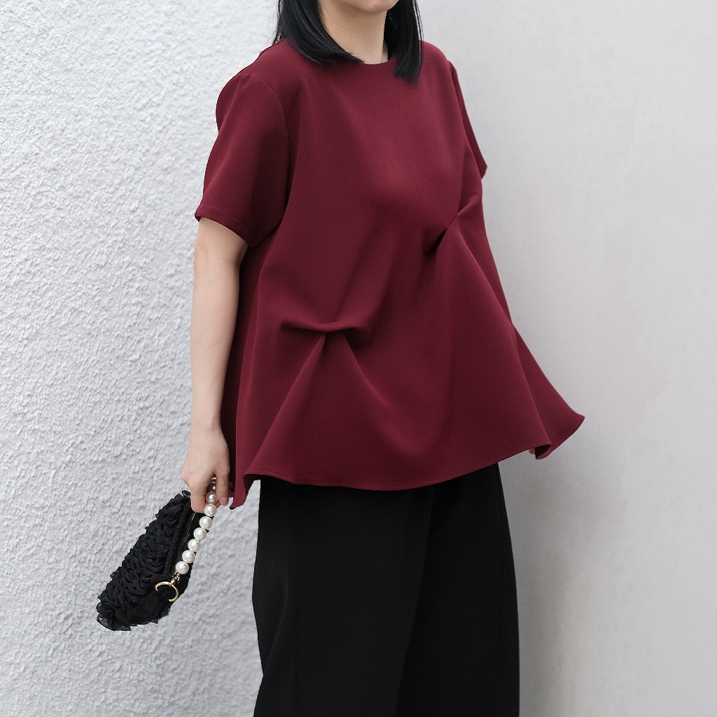 Skiia Label | Mascot Flare Top Blouse Rosewood Maroon