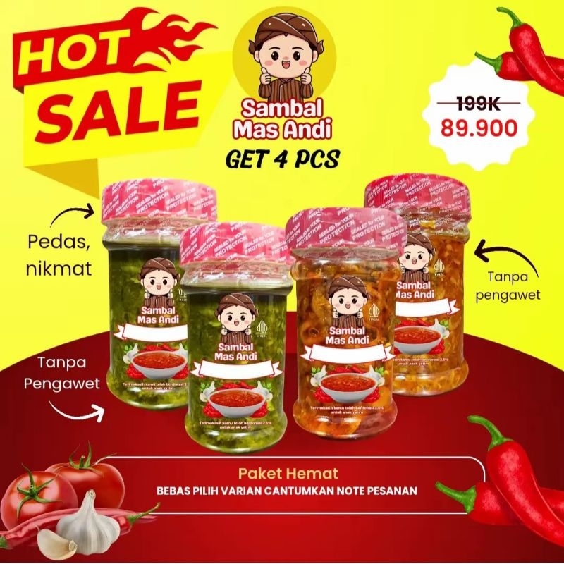 

Paket 4 pcs bebas pilih varian sambal