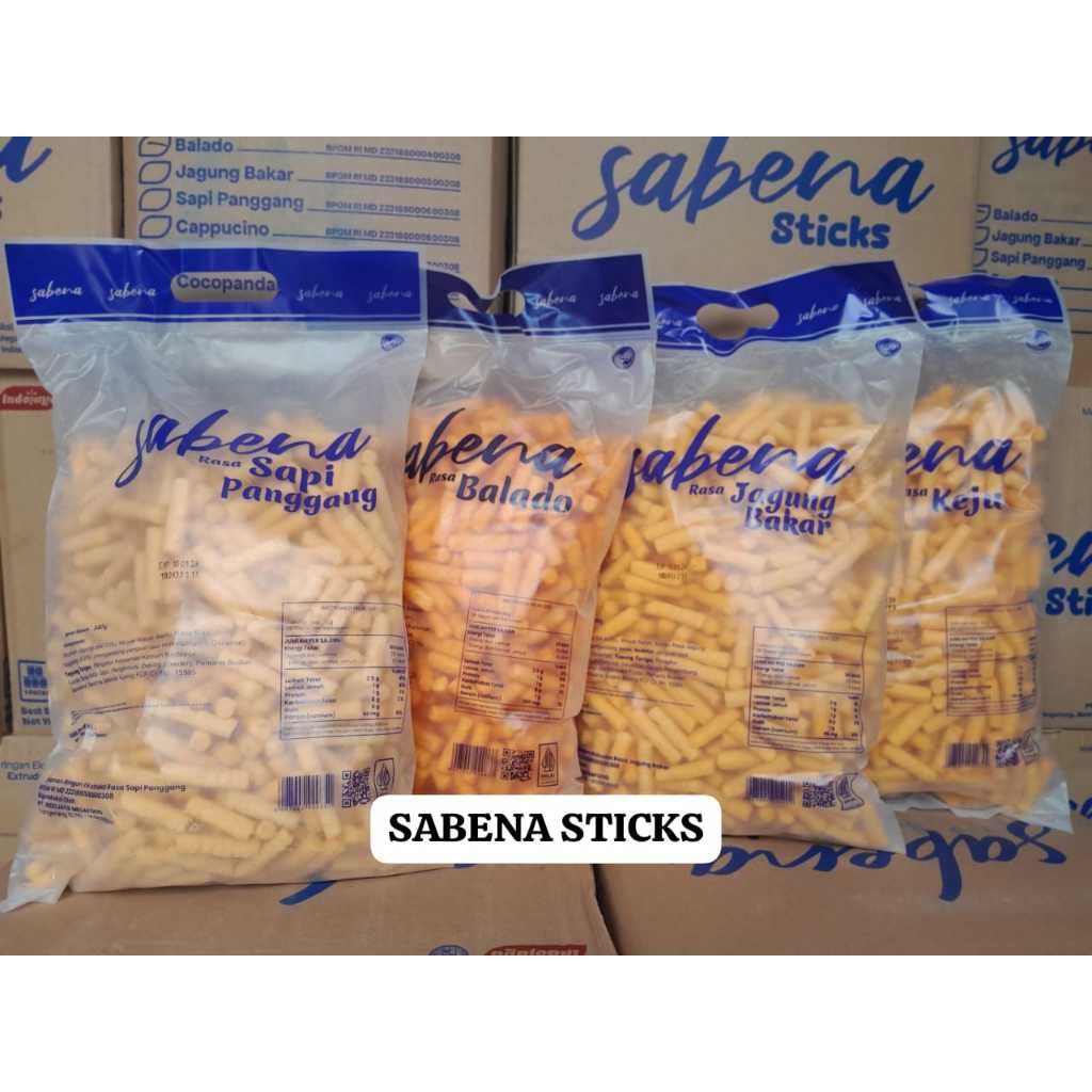 

SABENA STIK 340g / ANEKA RASA KEJU BALADO SAPI PANGGANG JAGUNG BAKAR CEMILAN JAJANAN / KERIPIK SABENA STIK BALADO