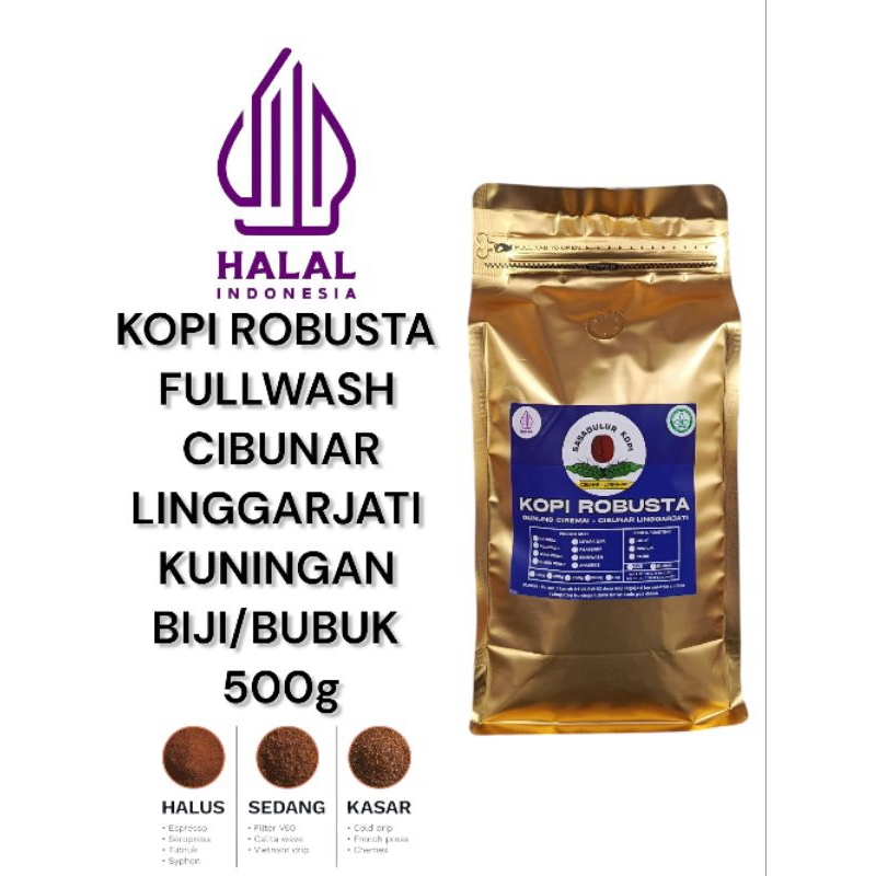 

Kopi Robusta Fullwash 500g Bubuk/Biji Cibunar Linggajati Kuningan Jawa Barat gunung Ciremai Sasadulur kopi