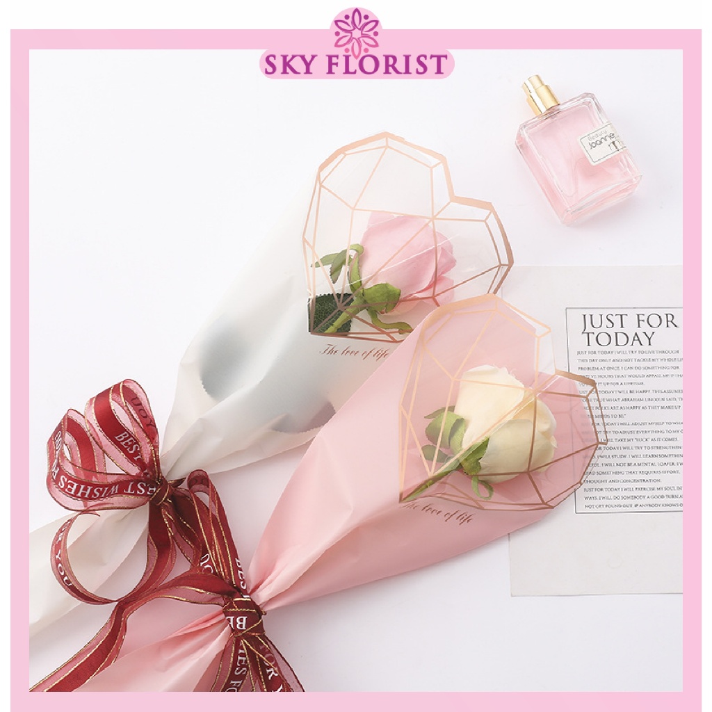 

Plastik Bunga Mawar 1 Tangkai Ecer Per Lembar Wrapping Plastik Untuk Mini Buket Rose SF06