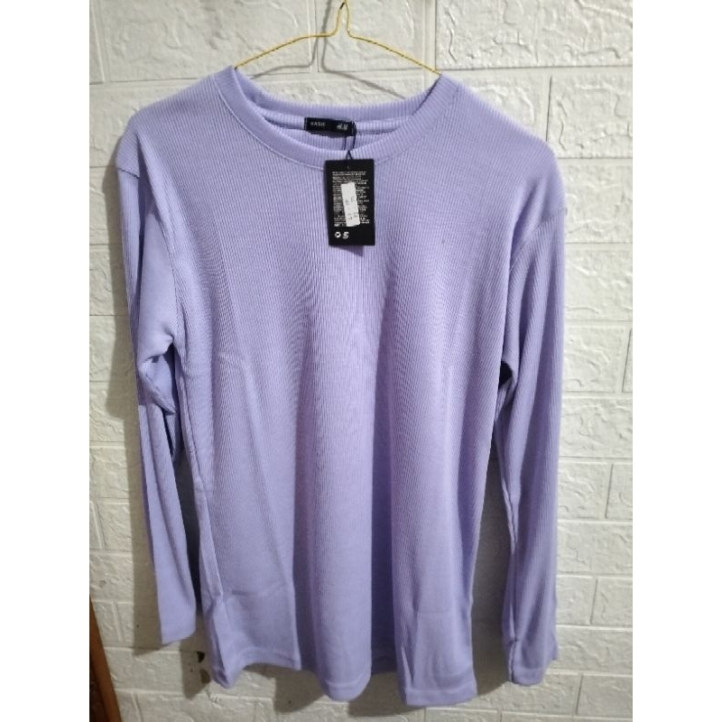Kaos Adem tangan panjang warna lilac/ungu muda baru