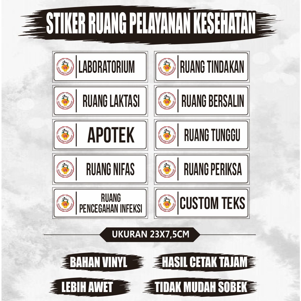 

Stiker ruang pelayanan kesehatan - stiker ruang medis - stiker ruang klinik - stiker ruang rumah sakit
