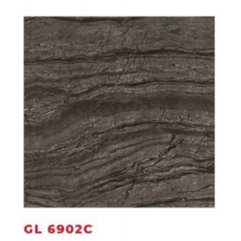 GRANITE MERK VICENZA KODE GL6902C UKURAN 60x60 PEEMUKAAN TEKSTURE  GLOSSY WARNA HITAM MOTIF MARMER