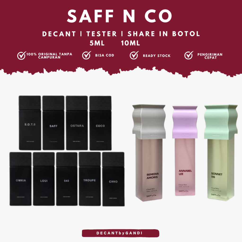 SHARE DECANT SAFF N Co Decant Tester 5ml 10ml Parfume Saff & Co Extrait de Parfum SAFF AND CO