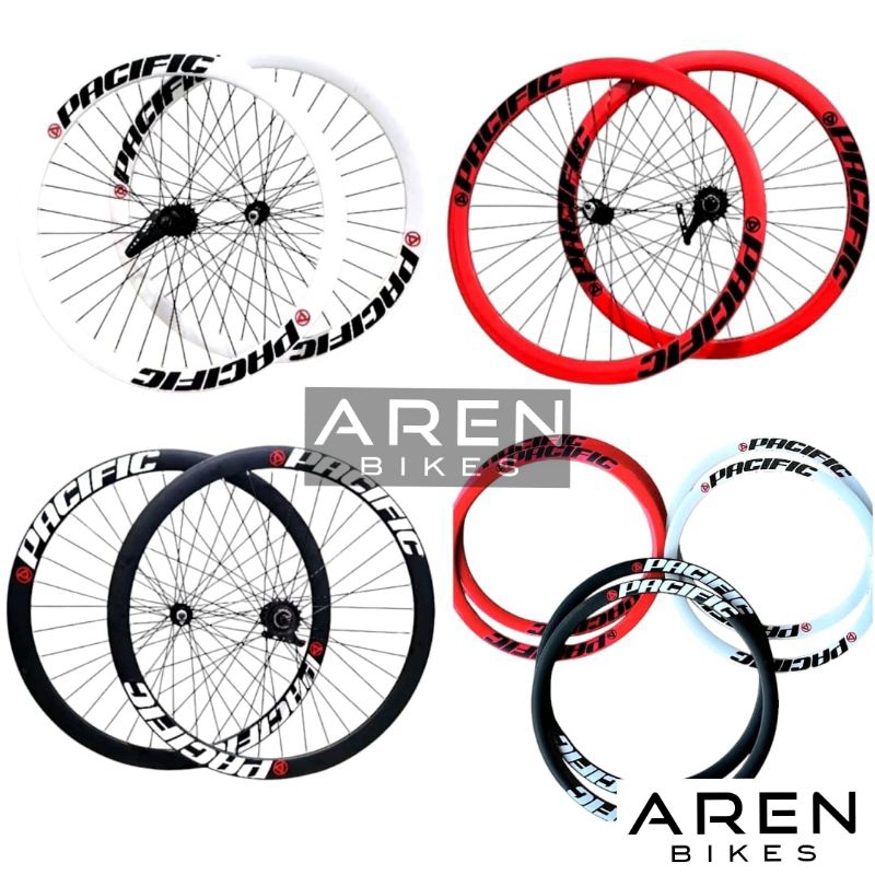 WHEELSET SEPEDA 700C 700 C PACIFIC 4CM TORPEDO RODA JADI SIAP PAKAI FIXIE FIXI FIKSI BALAP 4 CM DEPA