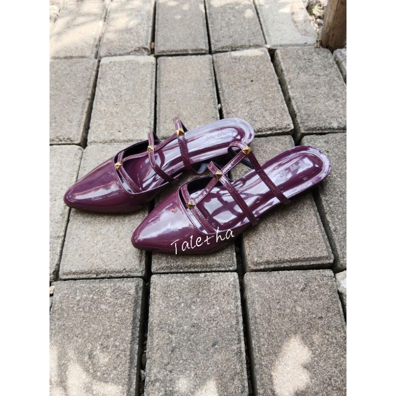 Sandal bakpau lancip heels 3cm (kaki gemuk upsize 1 no)