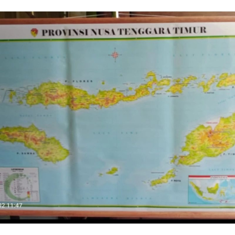 

Peta Bingkai Provinsi Nusa Tenggara Timur / NTT Ukuran Kecil 102x 72cm