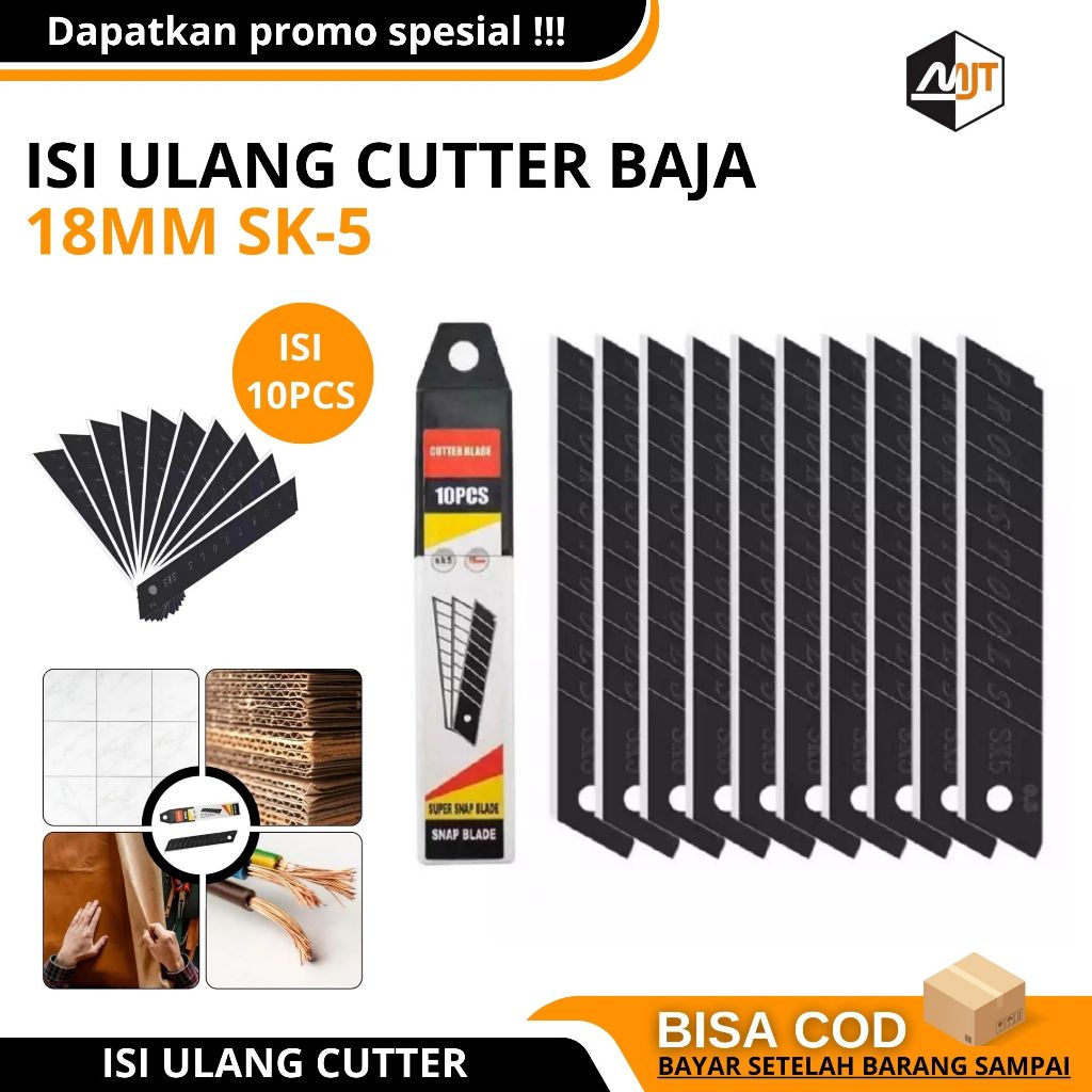 

Isi Ulang Cutter Premium 10pcs Cutter Blade Snap Isi Pisau Cutter Refil Stainless