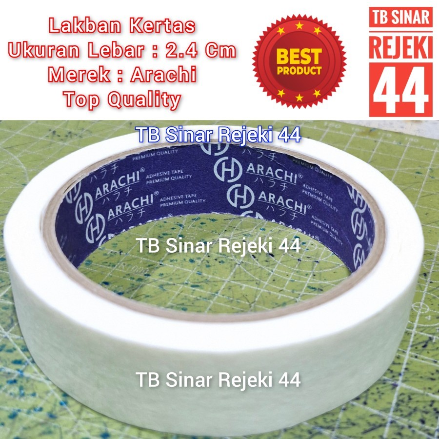 

Lakban Kertas ARACHI / NACHI TAPE Lebar 24 mm Panjang 20 Yards Solasi isoLasi Solatip Masking Tape
