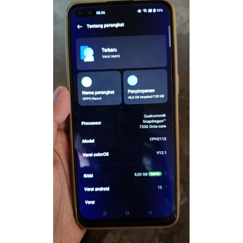 Second oppo reno 4 8/128 batangan (Baca deskripsi)