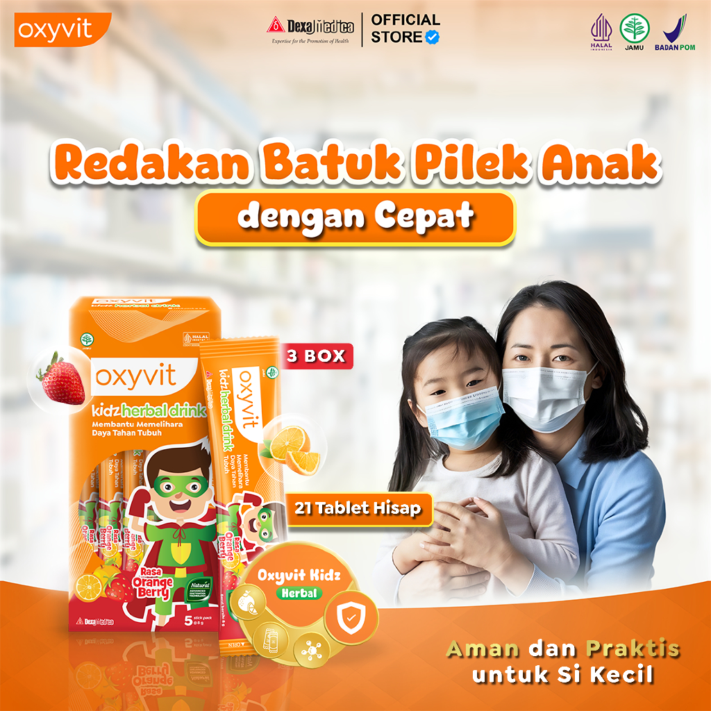 

3 Box Oxyvit Kidz Herbal Drink - Bantu Menjaga Daya Tahan Tubuh Anak - Rasa Orange Berry