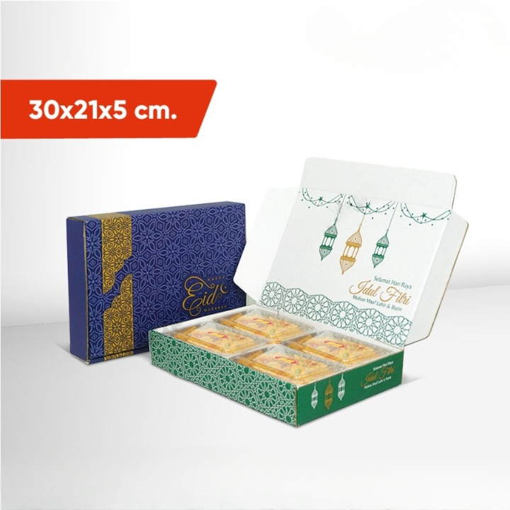 

Box 4 Toples Kotak 350gr Lebaran Kardus Kotak Kue Kering Packaging Hampers Idul Fitri 30x21x5 cm