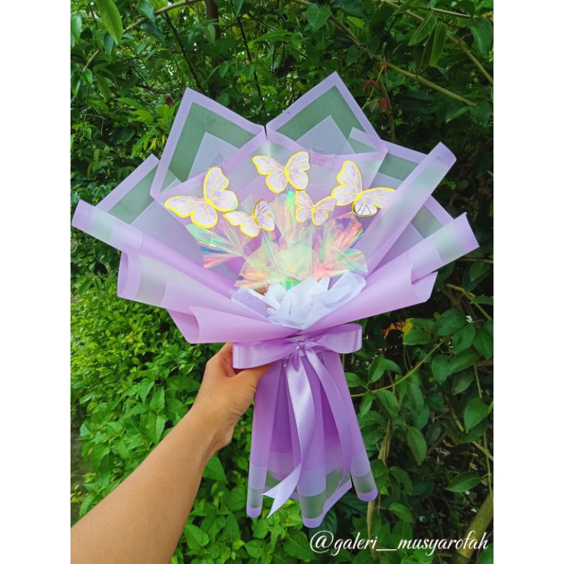 [Free lampu LED] buket kupu-kupu/toper kupu-kupu/buket ulang tahun/buket wisuda tk/buket mini
