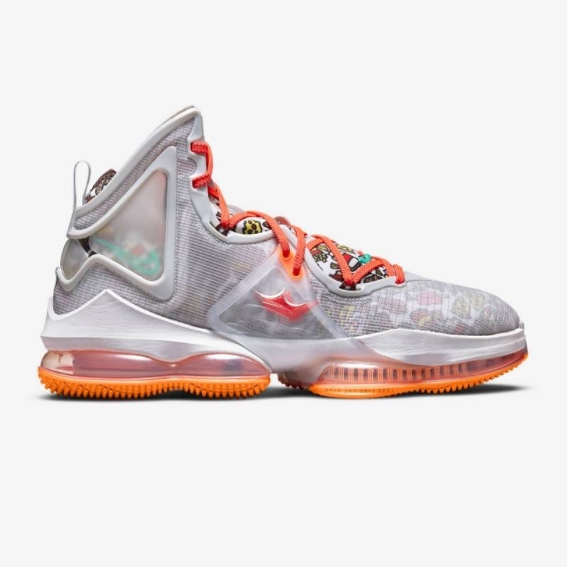 Sepatu Basket Nike Lebron XIX Fast Food Mens Basketball Shoes Grey Orange Original Asli