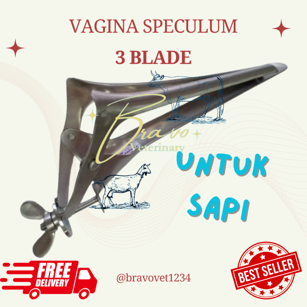 Polansky Vagina Speculum 3 Blade Alat Inseminasi Buatan Untuk Hewan