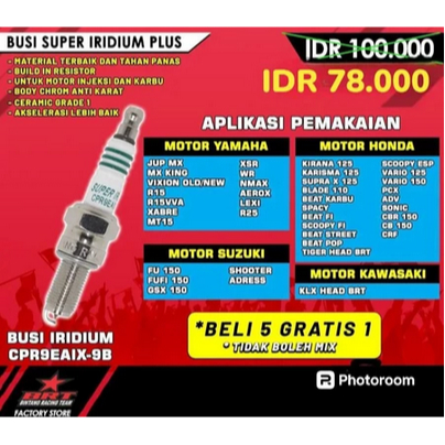 Busi Brt Busi Racing Brt Genio Vario 150 Beat deluxe Beat Fi Vario 125 150 Pcx Klx Gtr Sonic Verza