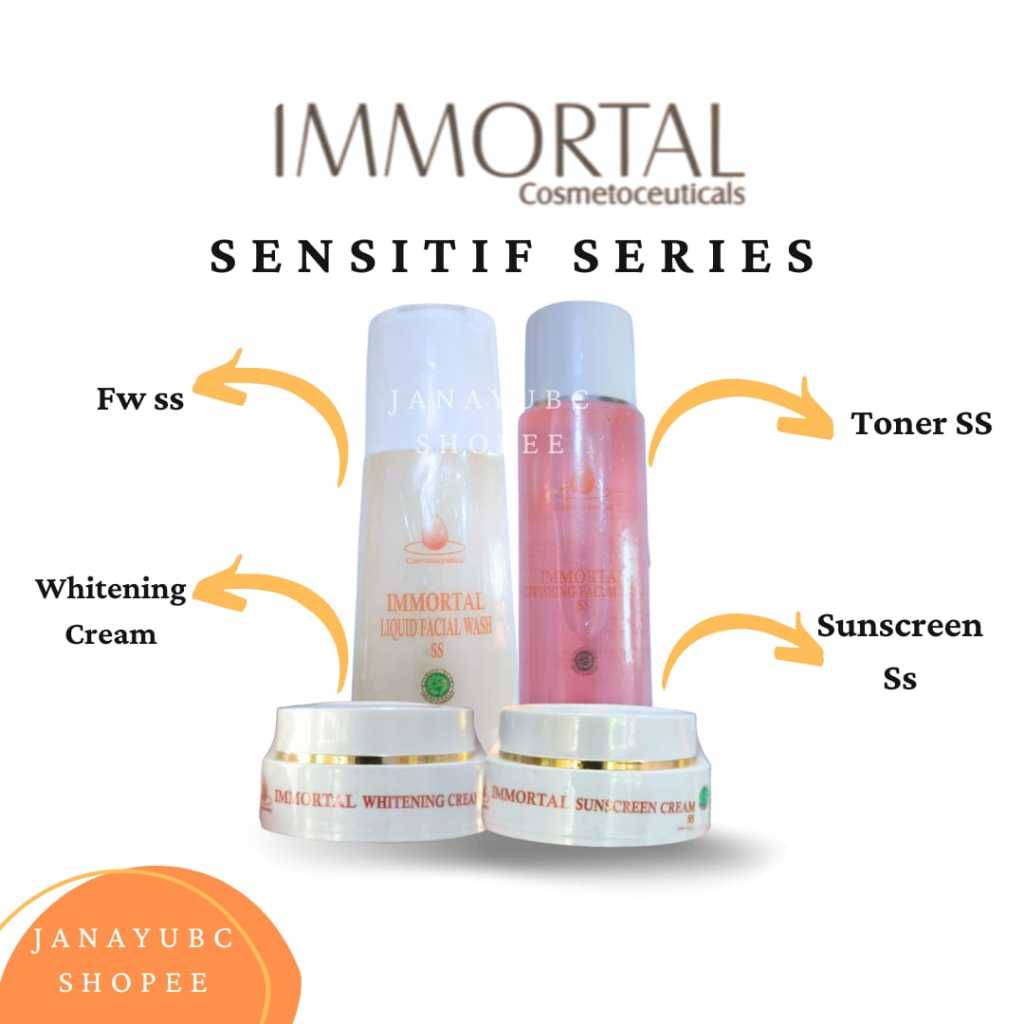 Paket pemutih Immortal Whitening Series SS untuk kulit wajah sensitif