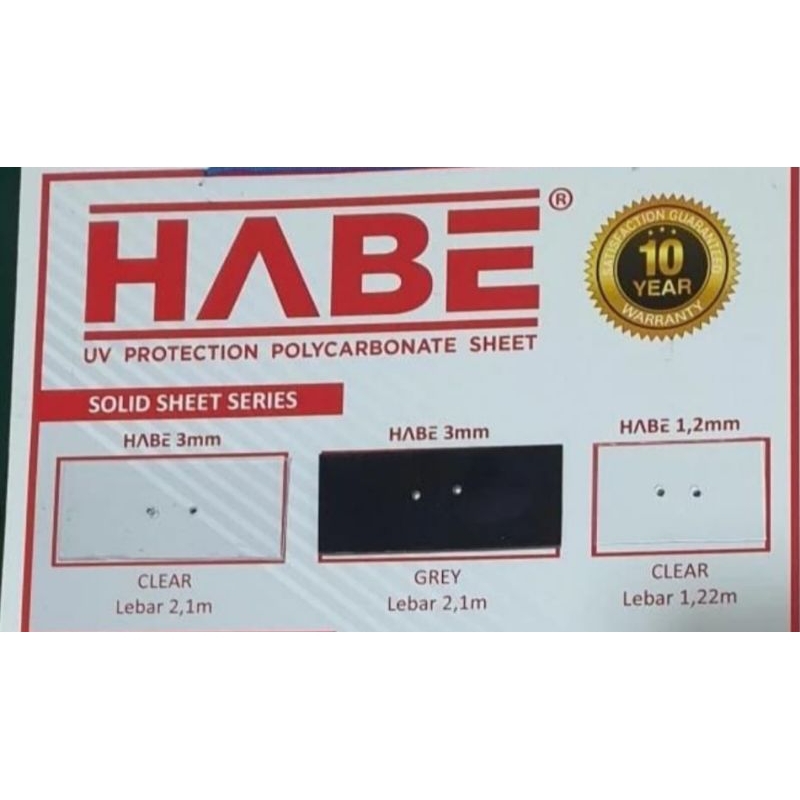 HABE Solidsheet Series Polycarbonate 3mm lebar 2.1mxpanjang 5meter/Solarflat Habeflat 3mm lebar 2.1m