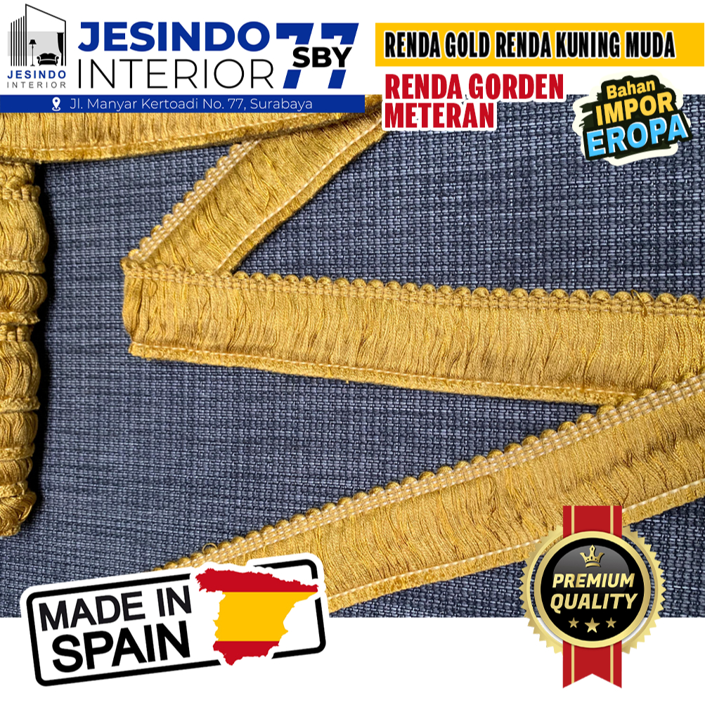 Renda Spanyol RENDA GOLD RENDA KUNING MUDA Aksesoris Hiasan Interior Gorden Premium Elegan Import Er