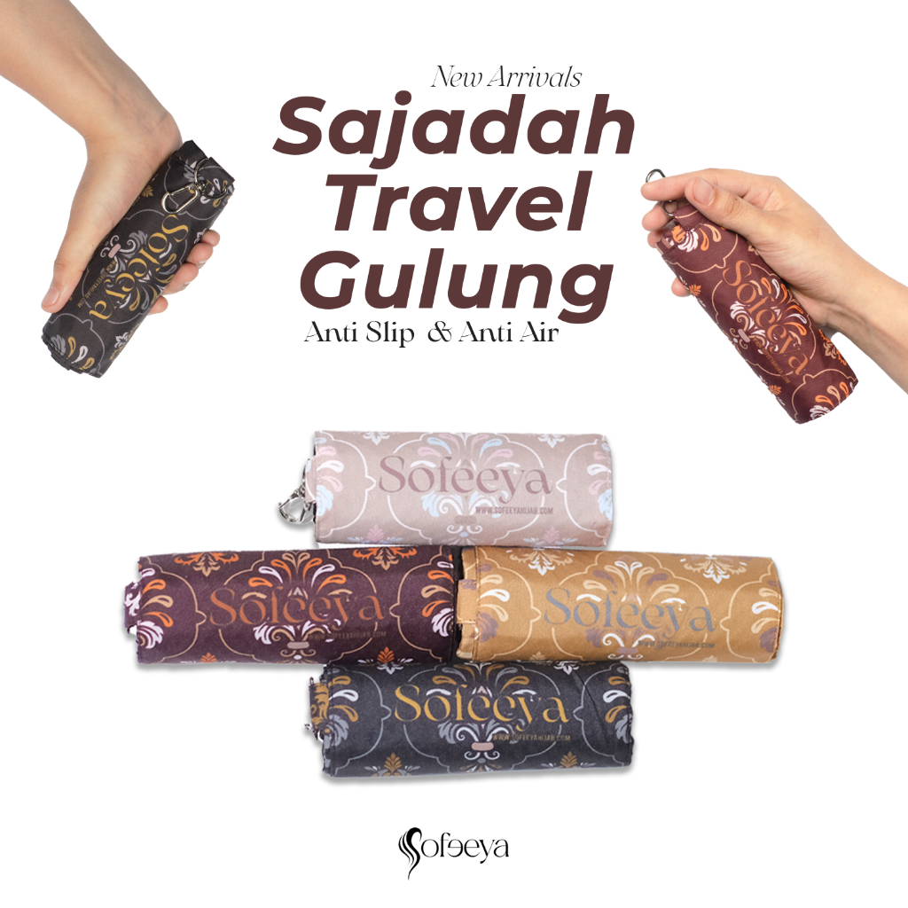 SOFEEYA Sajadah Genggam Travel Premium Bisa Lipat Gulung Saku Waterproof Anti Slip Untuk Souvenir Ha