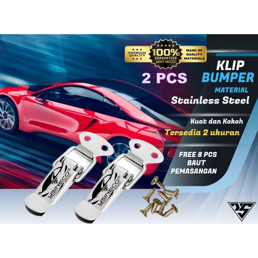 Klip Bumper Mobil Universal - Pengait Clip Bemper Klem Putih + 8 Pcs Baut / Mur Stainless Steel